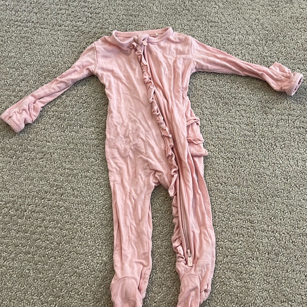 Posh Peanut pink zippered onesie